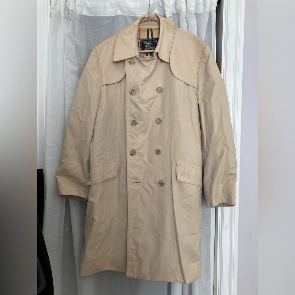 Vintage San Francisco Burberry Men's Classic Beige Short Trench Coat